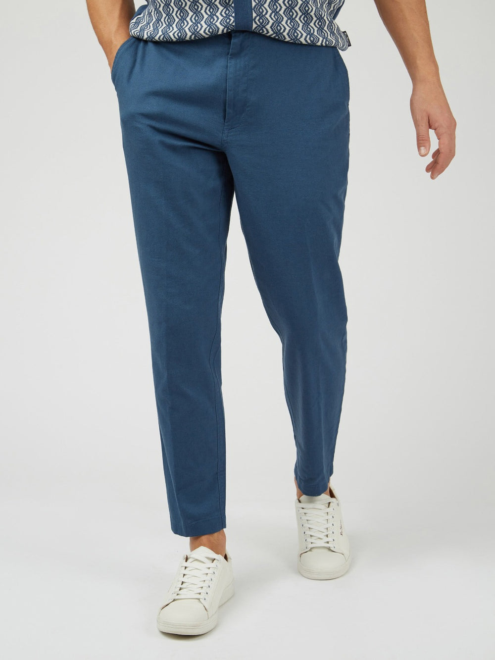 Blue Ben Sherman Signature Slim Taper Linen Pants | 0296LBYTO