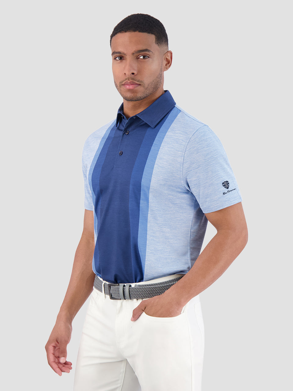 Blue Ben Sherman Vertical Stripes Polo Shirts | 2135ACVRT