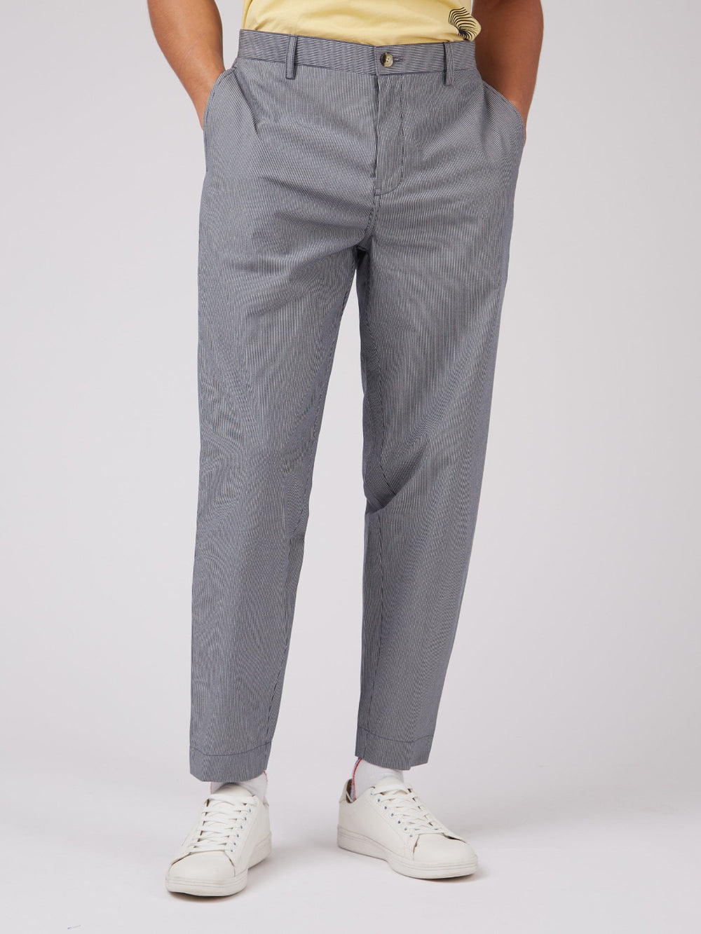 Blue Grey Ben Sherman B by Ben Sherman Cotton Taper Pants | 9365HBNYX