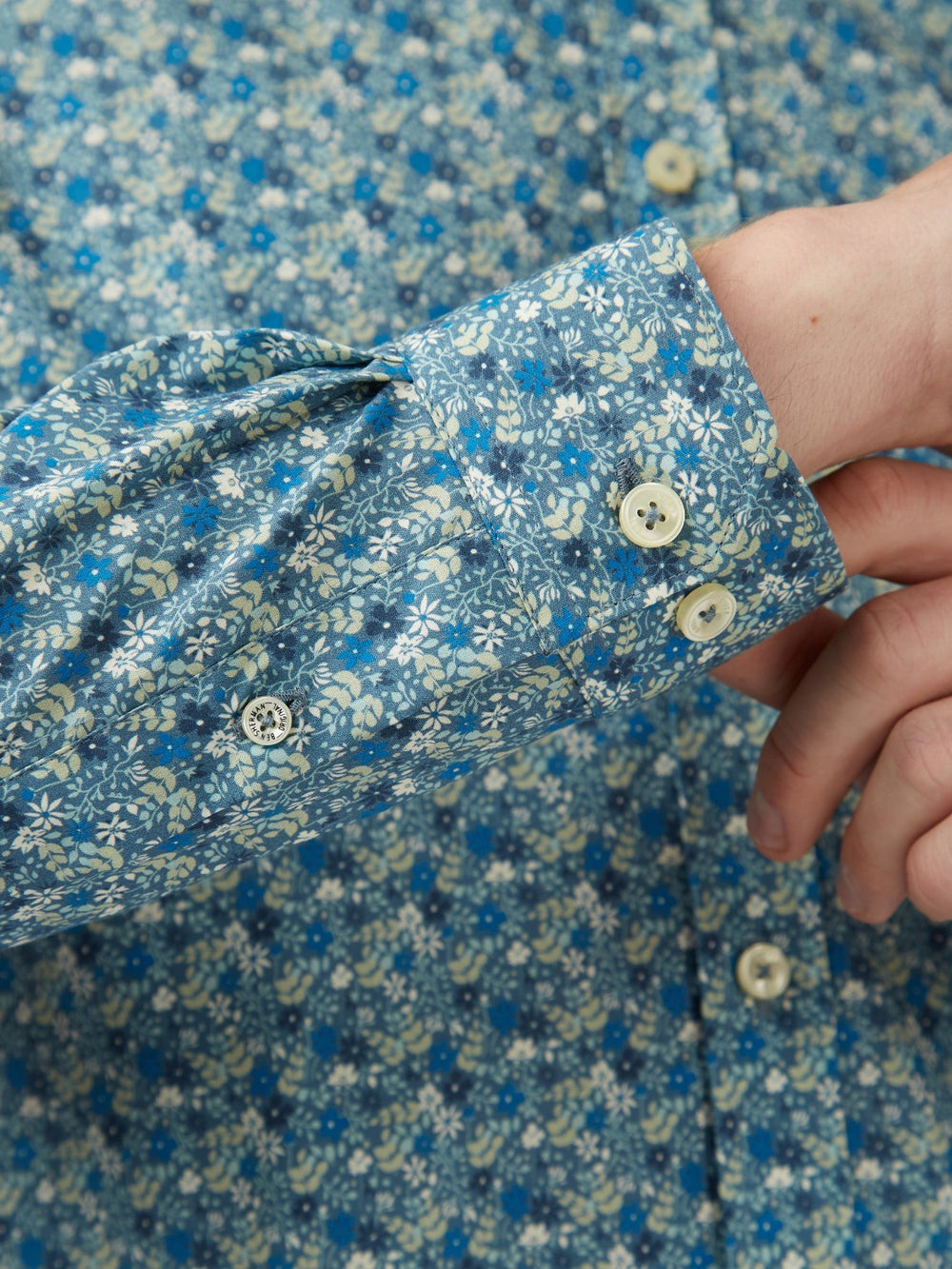 Blue Grey Ben Sherman Floral Print Long-Sleeve Shirts | 3459WTVKL