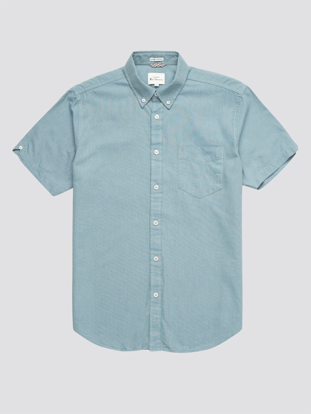 Blue Grey Ben Sherman Signature Organic Short-Sleeve Oxford Shadow Shirts | 5031ISOKW