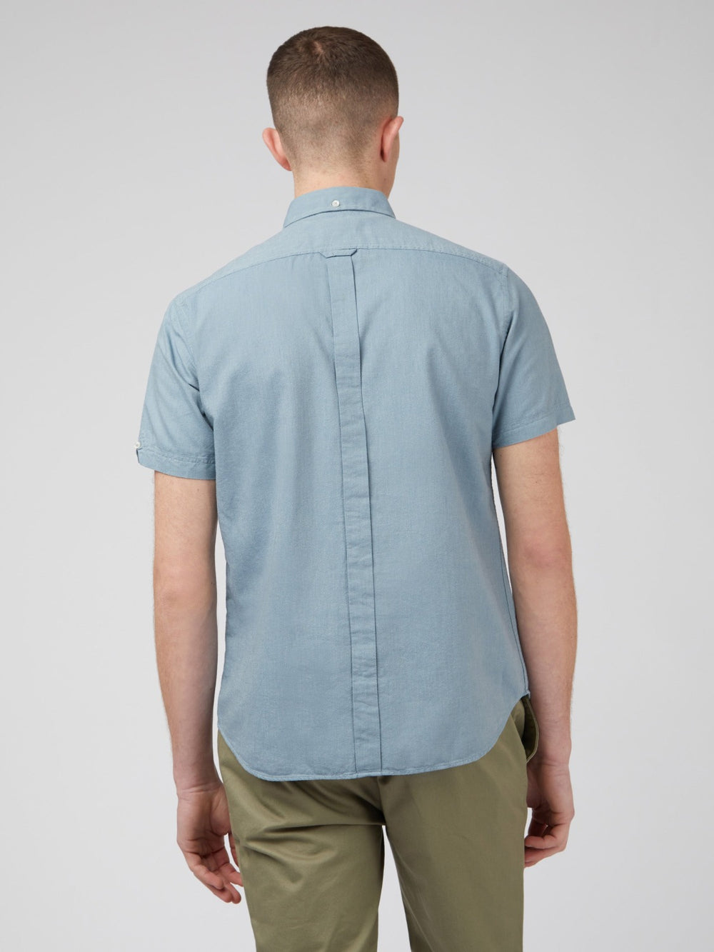 Blue Grey Ben Sherman Signature Organic Short-Sleeve Oxford Shadow Shirts | 5031ISOKW