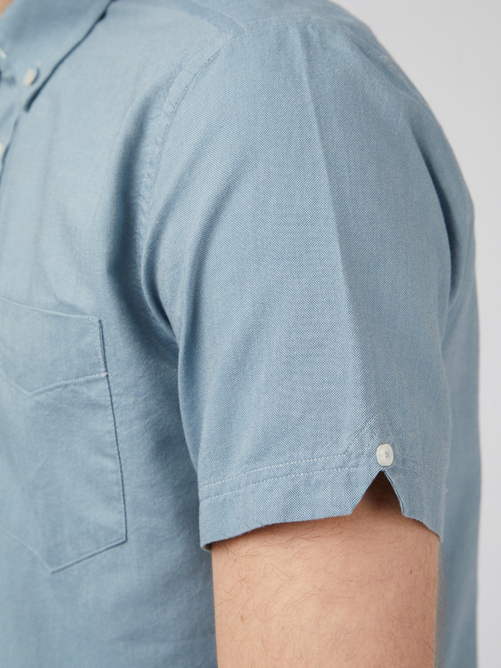 Blue Grey Ben Sherman Signature Organic Short-Sleeve Oxford Shadow Shirts | 5031ISOKW