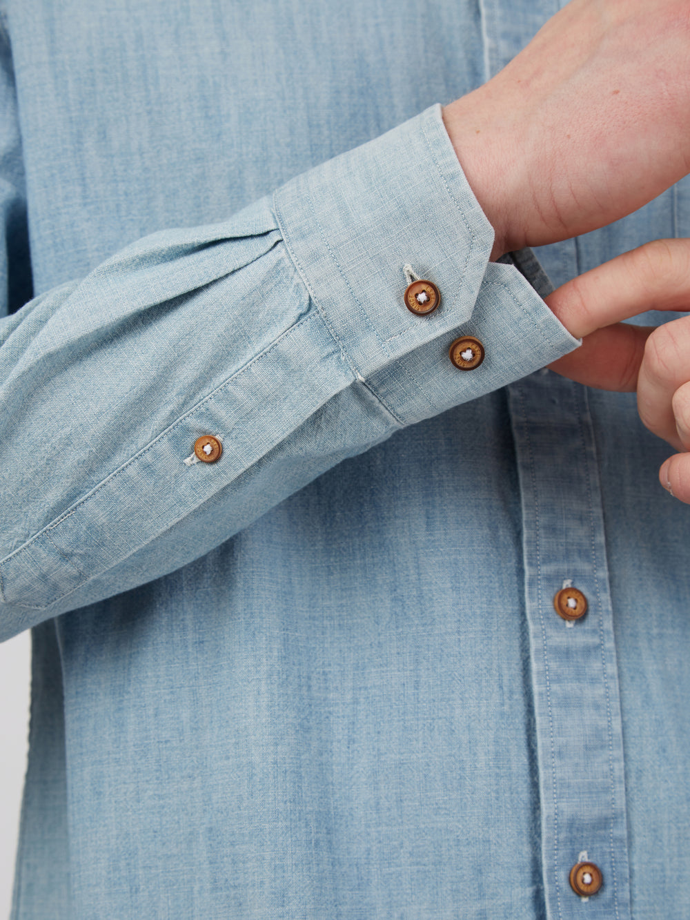 Blue / Navy Ben Sherman Long-Sleeve Chambray Shirts | 6219VOUTM