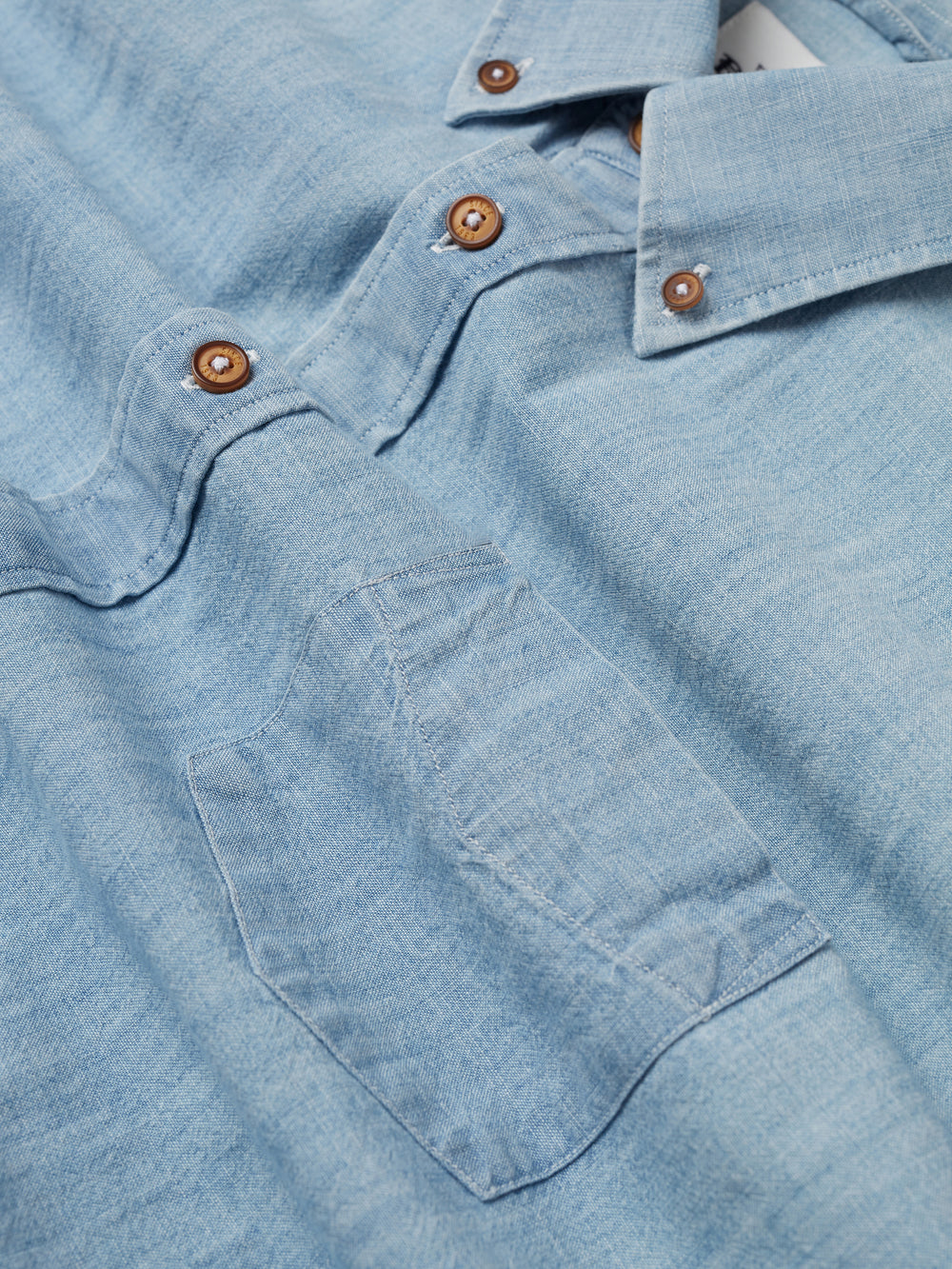 Blue / Navy Ben Sherman Long-Sleeve Chambray Shirts | 6219VOUTM