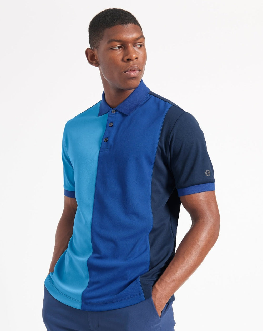 Blue / Royal Ben Sherman 360 Motion Stretch Colorblock Polo Shirts | 7149CDPXM