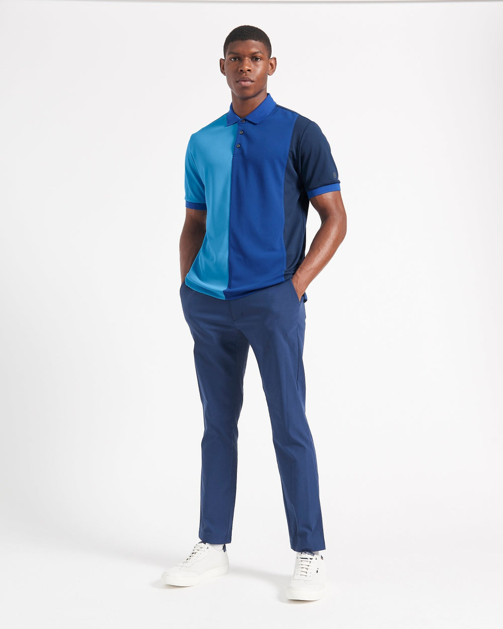 Blue / Royal Ben Sherman 360 Motion Stretch Colorblock Polo Shirts | 7149CDPXM