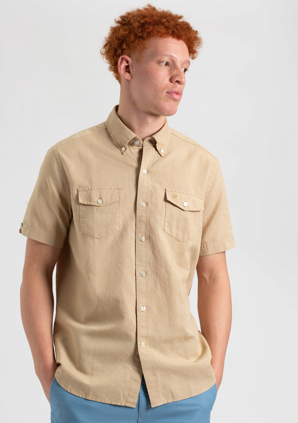 Brown Ben Sherman Garment Dye Linen Shirts | 6201WSVYP