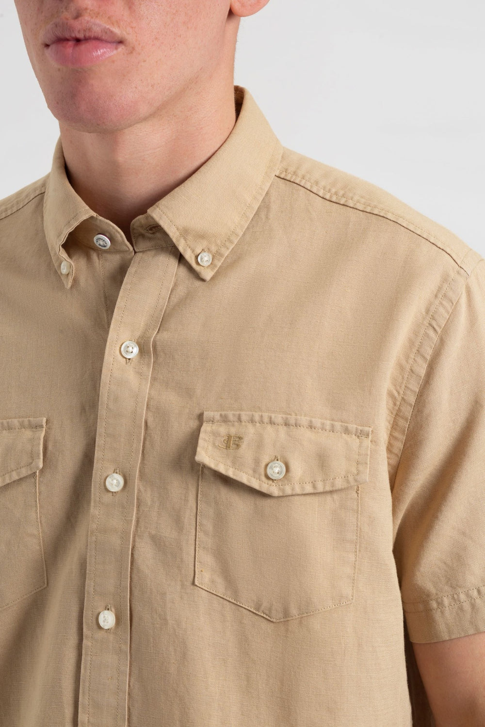 Brown Ben Sherman Garment Dye Linen Shirts | 6201WSVYP