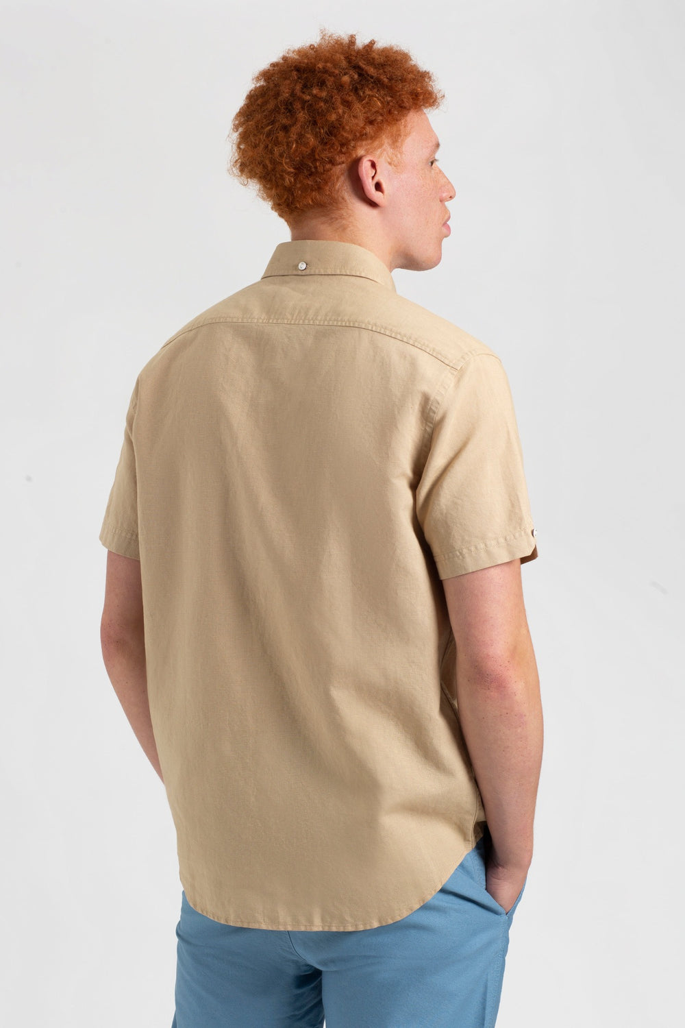 Brown Ben Sherman Garment Dye Linen Shirts | 6201WSVYP