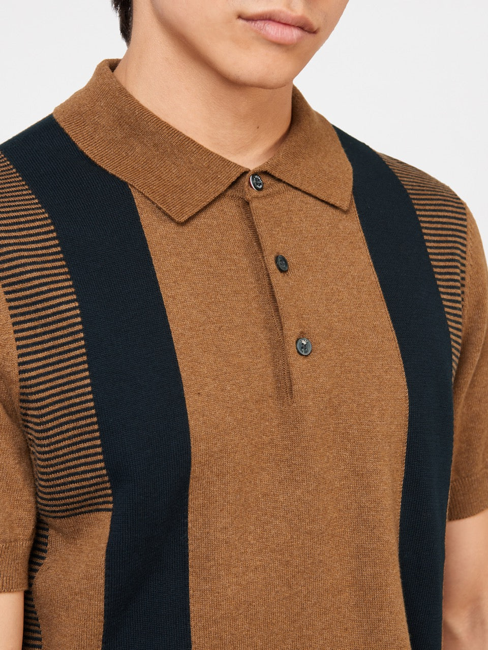 Brown Ben Sherman Intarsia Stripe Polo Neck Sweaters | 5134WOMNB