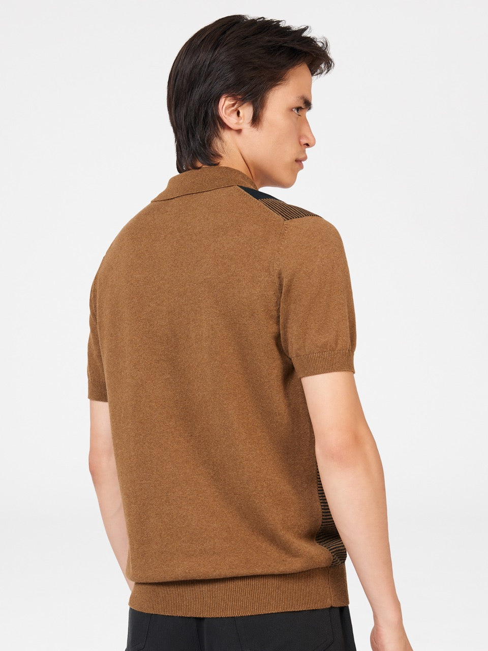 Brown Ben Sherman Intarsia Stripe Polo Neck Sweaters | 5134WOMNB