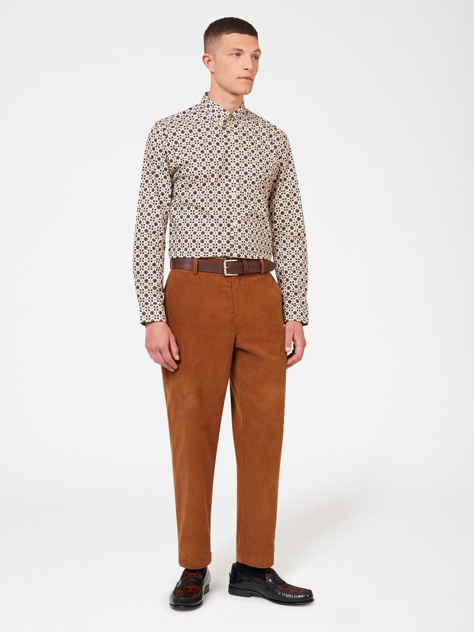 Brown Ben Sherman Retro Foulard Print Slim Fit Shirts | 6813JVKWO