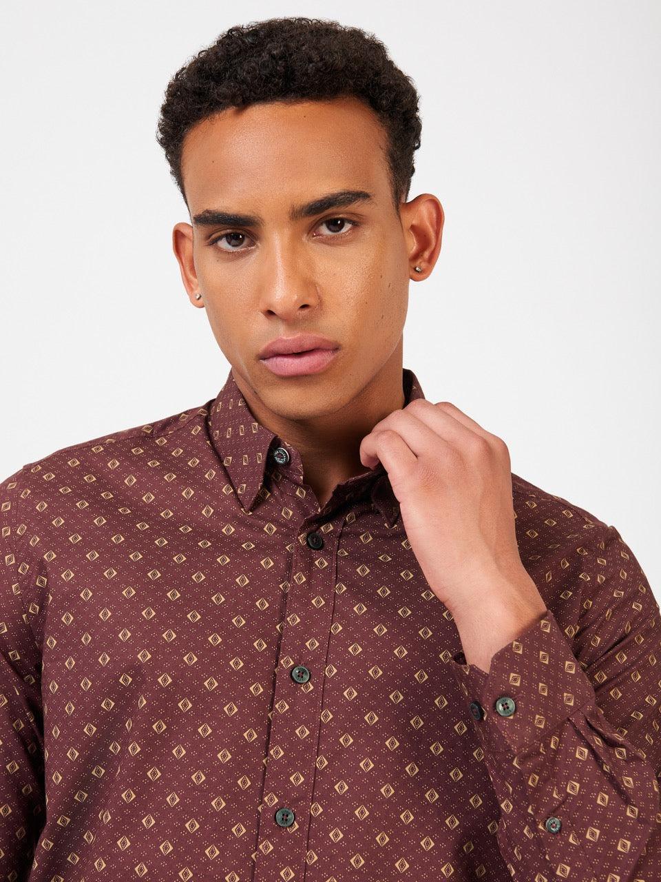 Brown Ben Sherman Signature Geo Shirts | 1305VONGX