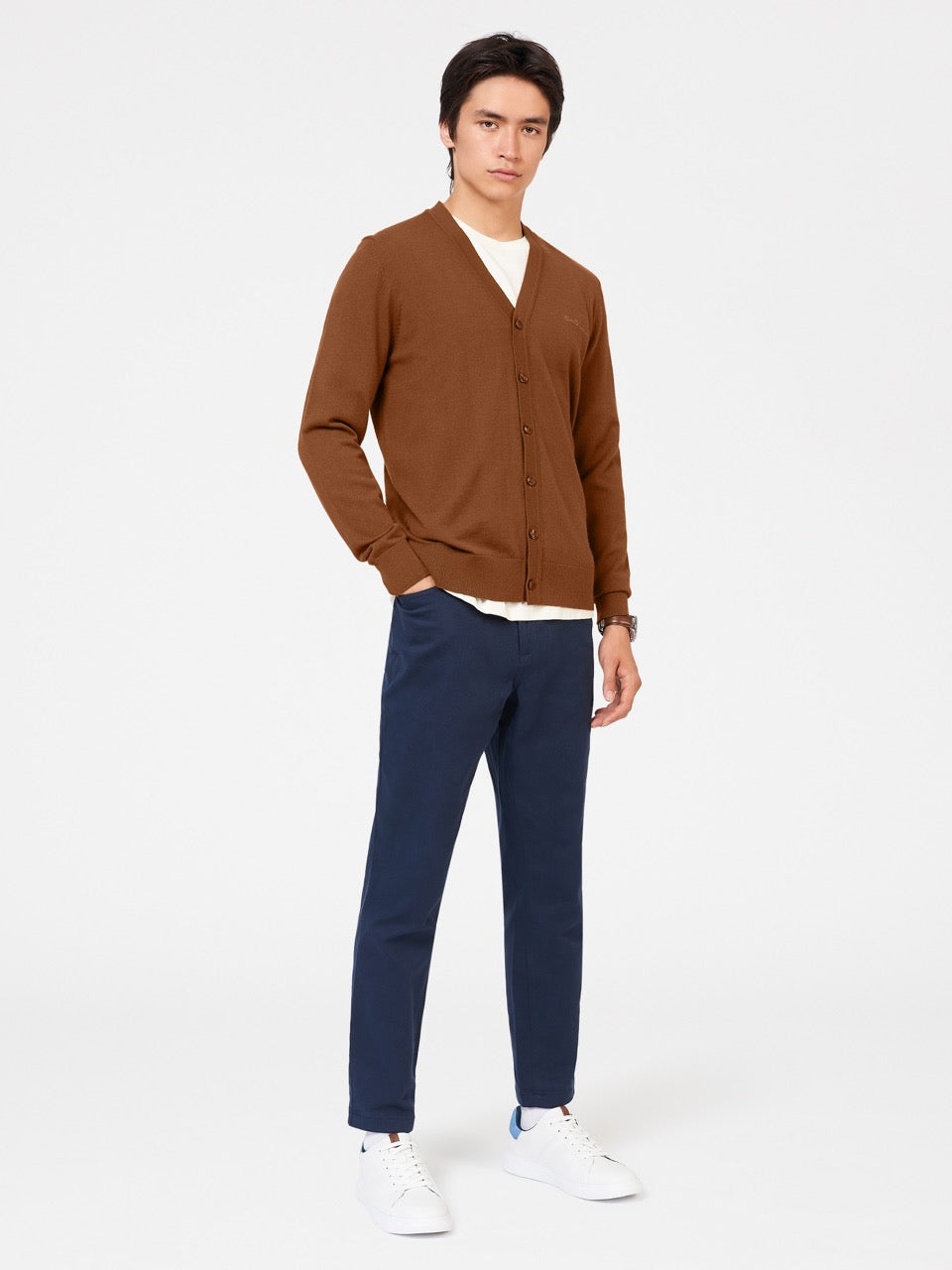 Brown Ben Sherman Signature Merino Cardigan Knitwear | 2730EJMYO