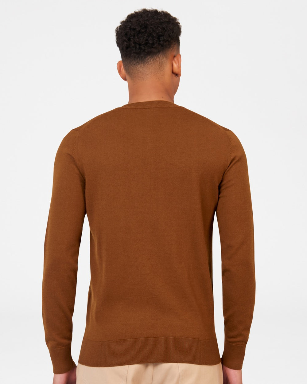 Brown Ben Sherman Signature Merino Crewneck Knitwear | 6219BQSYN