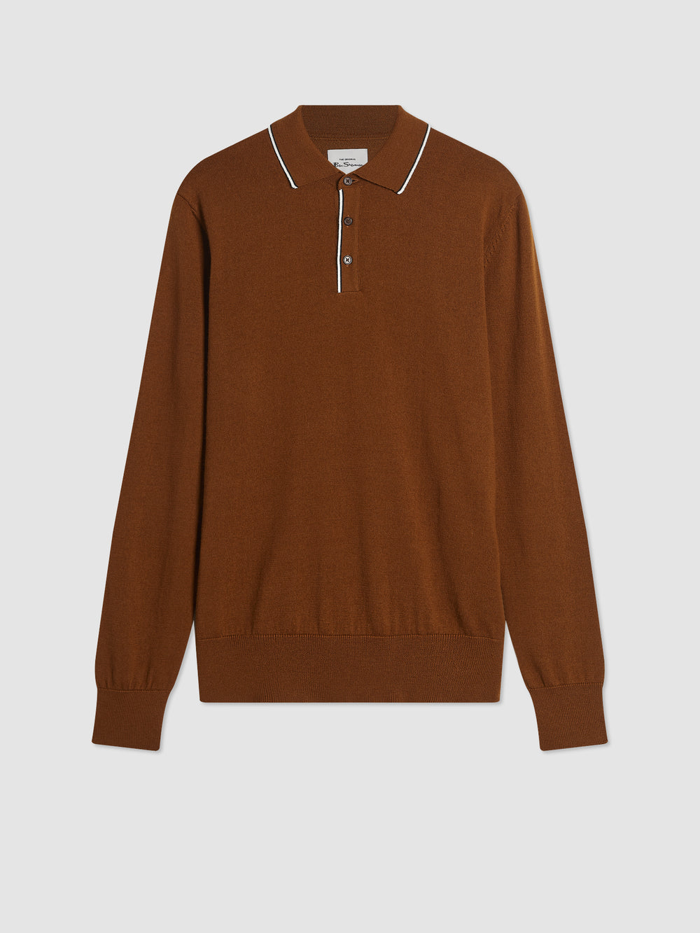 Brown Ben Sherman Tipped Merino Polo Neck Sweaters | 1694EUNKS