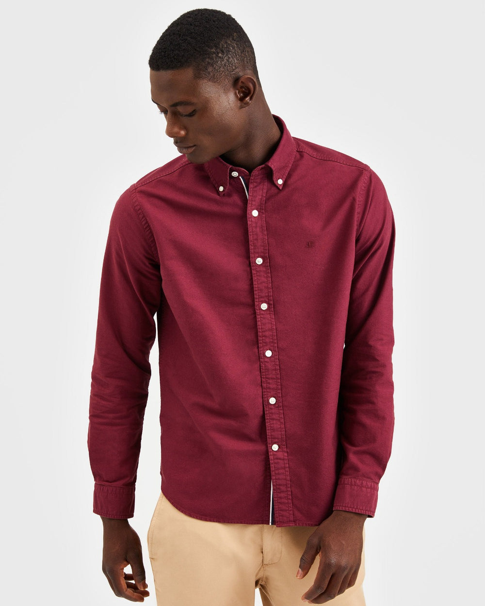 Burgundy Ben Sherman Beatnik Oxford Garment Dye Shirts | 1580UAOKB