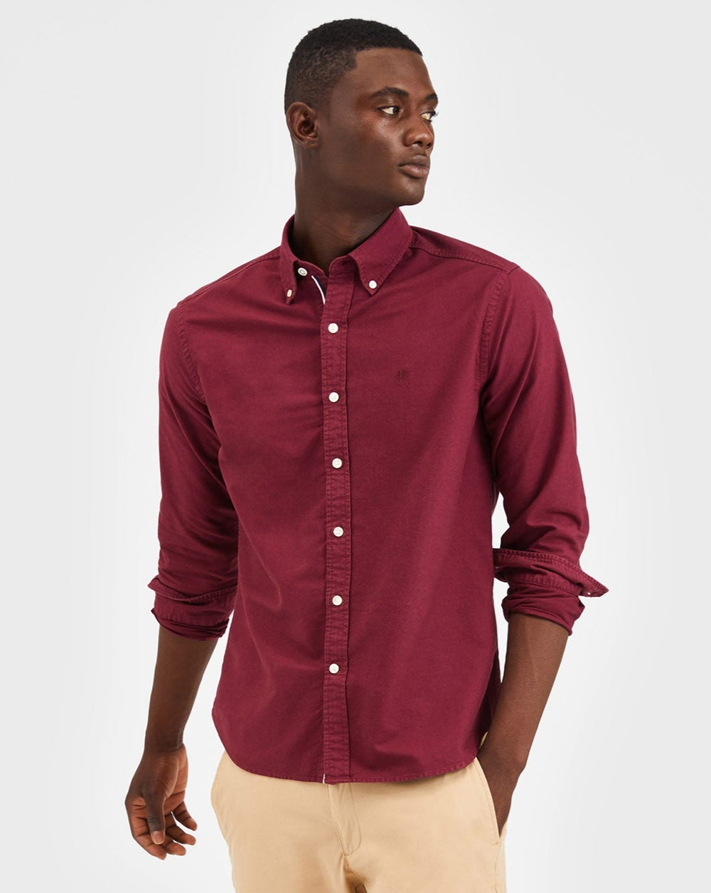 Burgundy Ben Sherman Beatnik Oxford Garment Dye Shirts | 1580UAOKB