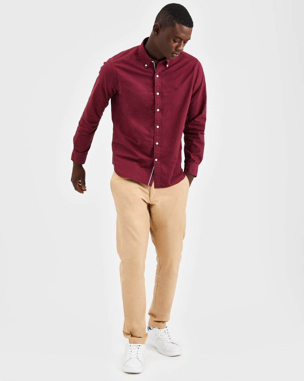 Burgundy Ben Sherman Beatnik Oxford Garment Dye Shirts | 1580UAOKB