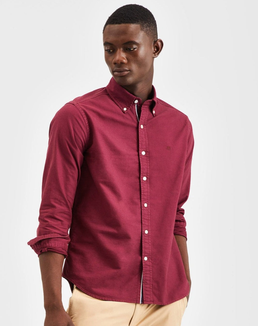 Burgundy Ben Sherman Beatnik Oxford Garment Dye Shirts | 1580UAOKB