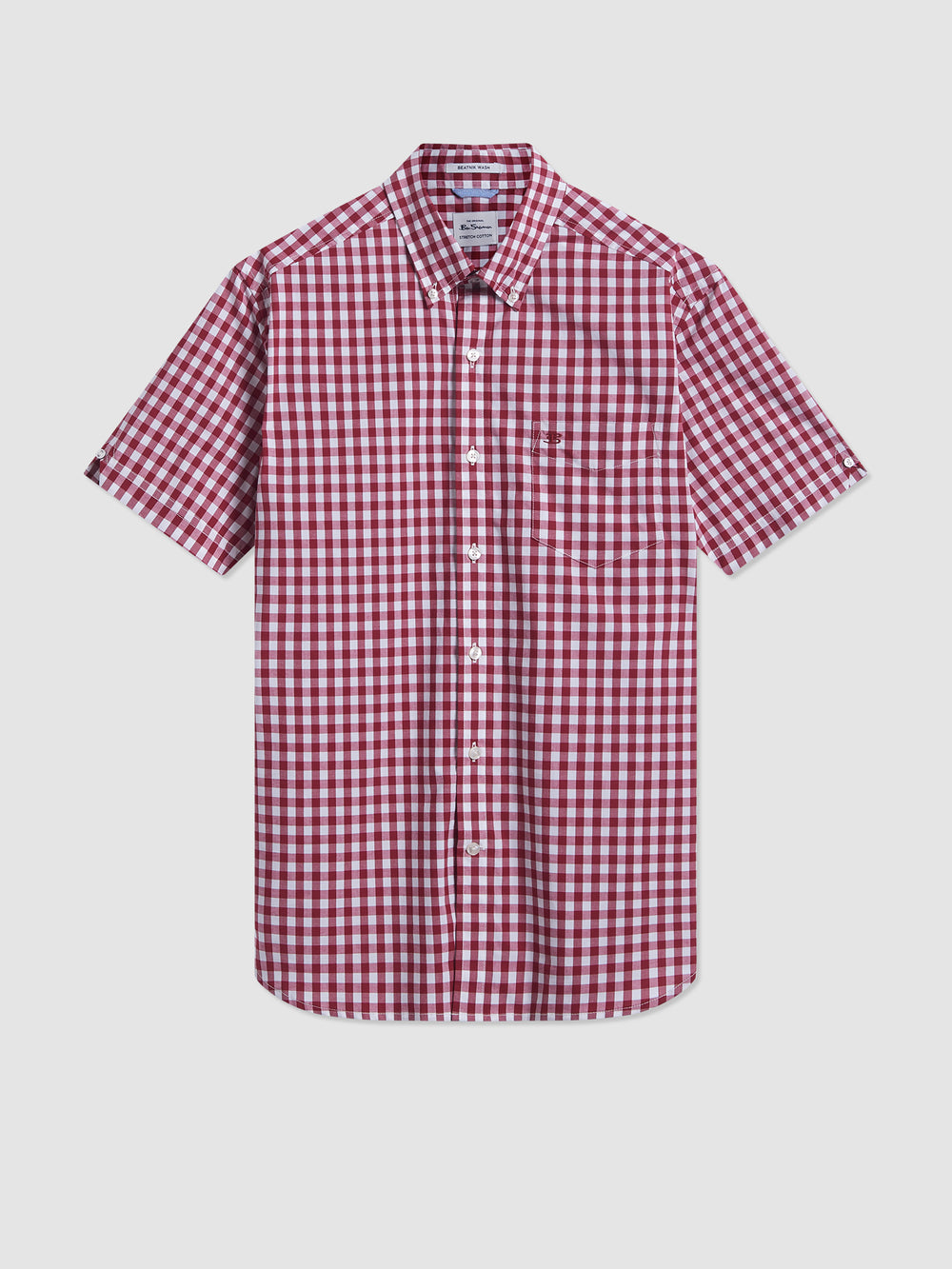 Burgundy Ben Sherman Short Sleeve House Poplin Gingham Shirts | 2756WOYPR