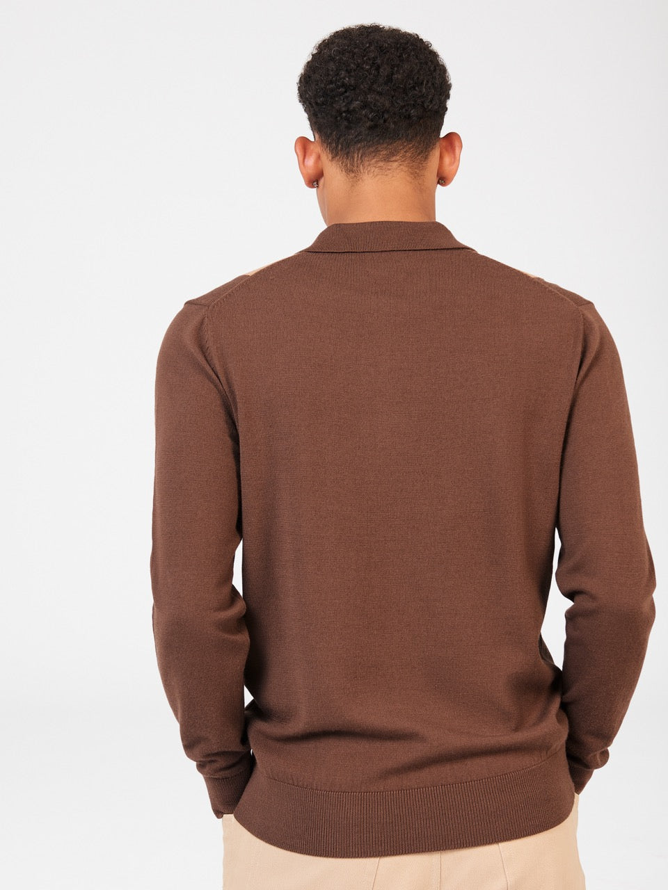 Chocolate Ben Sherman Block Stripe Merino Polo Neck Sweaters | 3169QGRCA