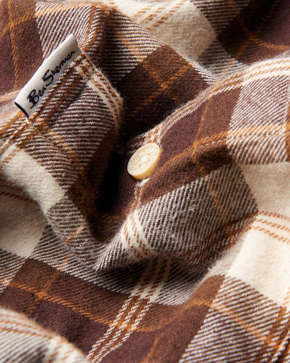 Chocolate Ben Sherman Brushed Plain Check Shirts | 9430SHRBI