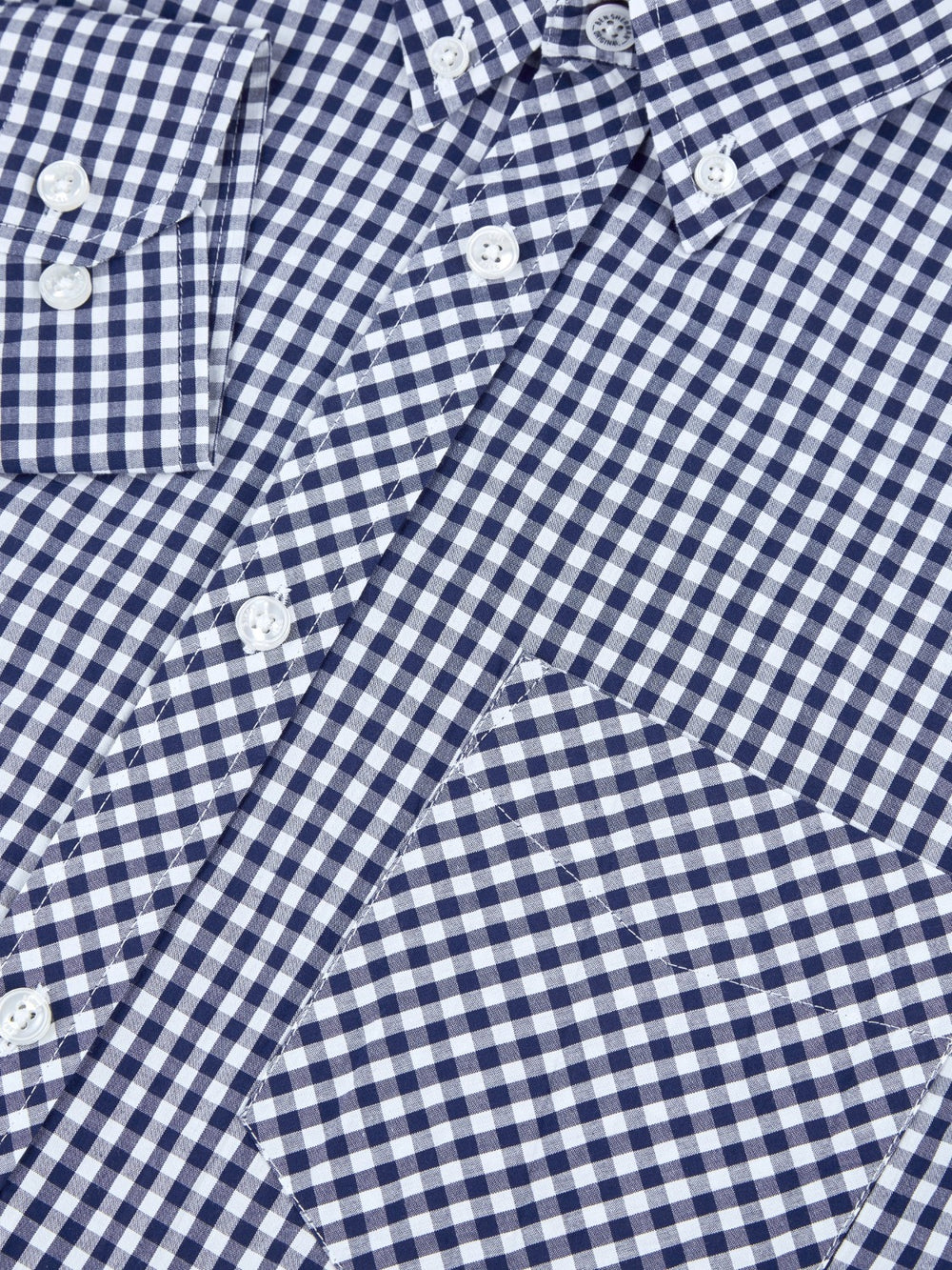 Dark Blue Ben Sherman Signature Long-Sleeve Gingham Shirts | 9530ZWGFJ