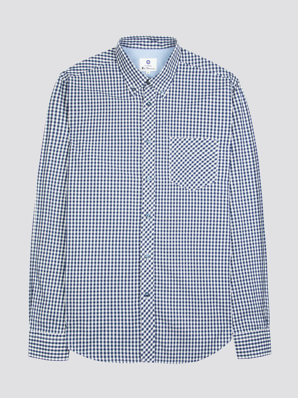 Dark Blue Ben Sherman Signature Long-Sleeve Gingham Shirts | 9530ZWGFJ