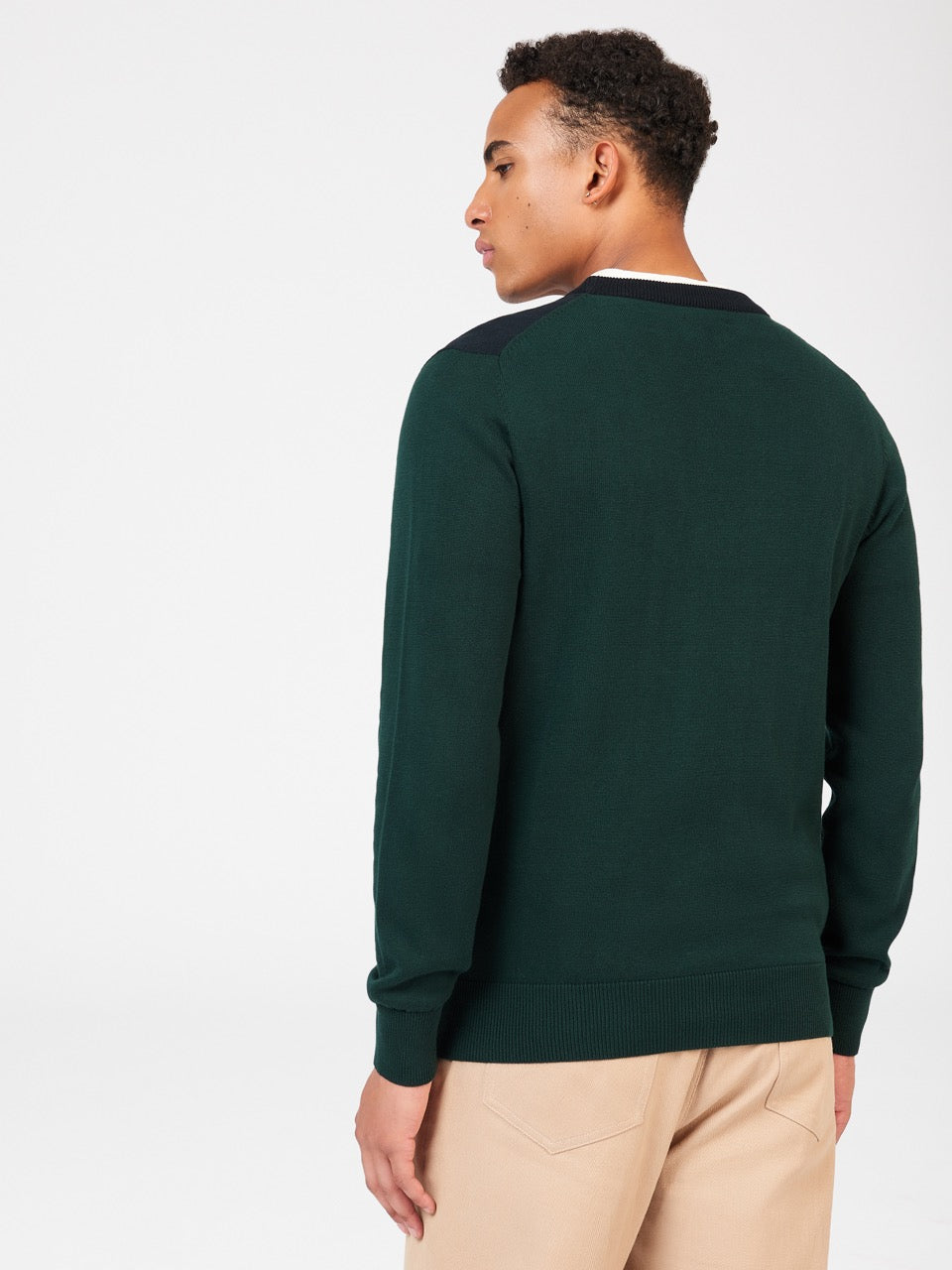 Dark Green Ben Sherman Chest Stripe Crewneck Knitwear | 5967DUSQA