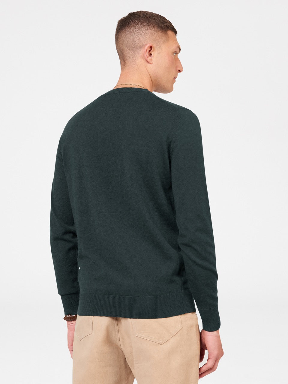 Dark Green Ben Sherman Signature Merino Crewneck Knitwear | 7435OVCKL