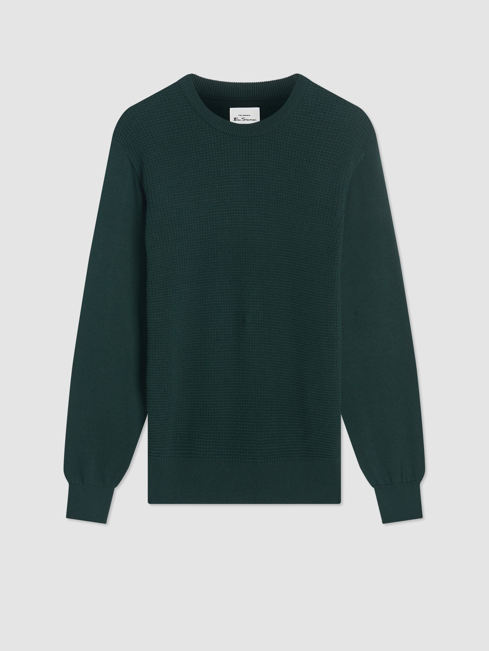 Dark Green Ben Sherman Textured Crewneck Knitwear | 8190MGSDK