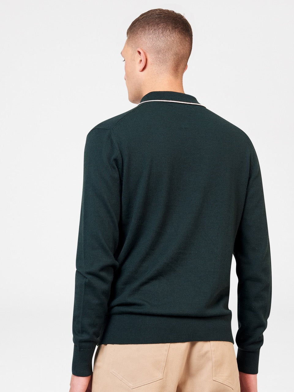 Dark Green Ben Sherman Tipped Merino Polo Neck Sweaters | 6508FLUYX