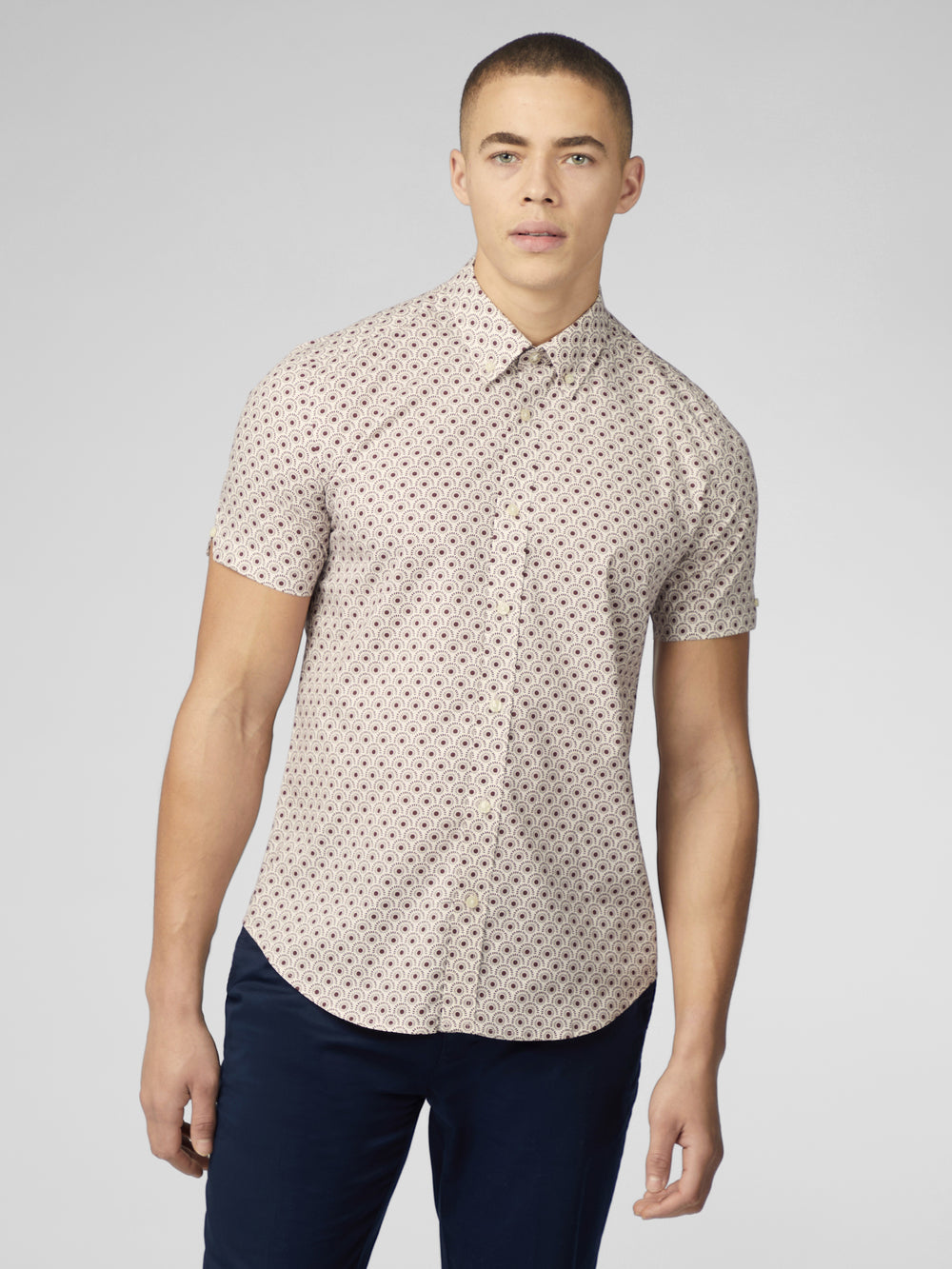 Dark Red Ben Sherman Block Geo Shirts | 5076BKCHE