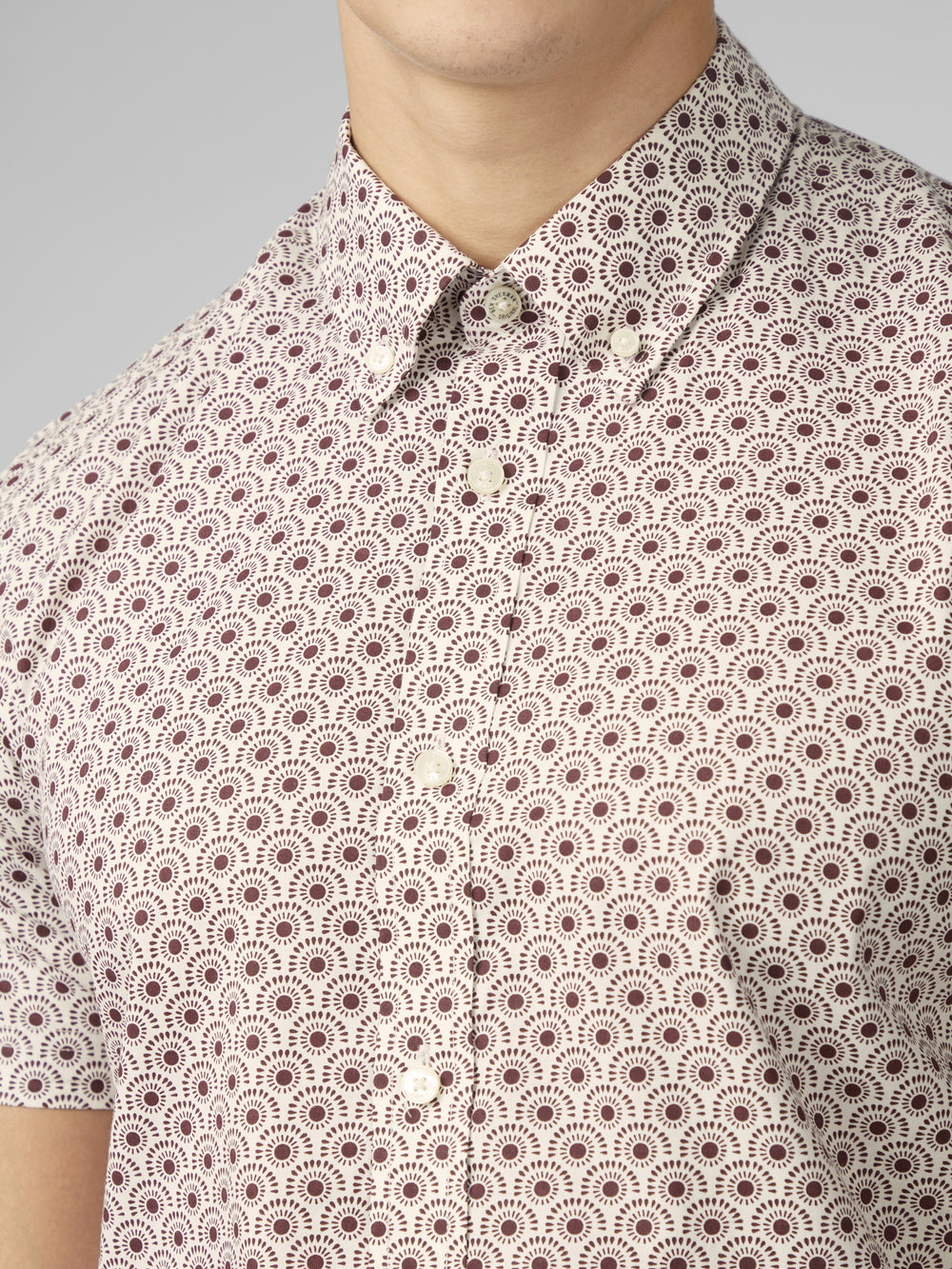 Dark Red Ben Sherman Block Geo Shirts | 5076BKCHE