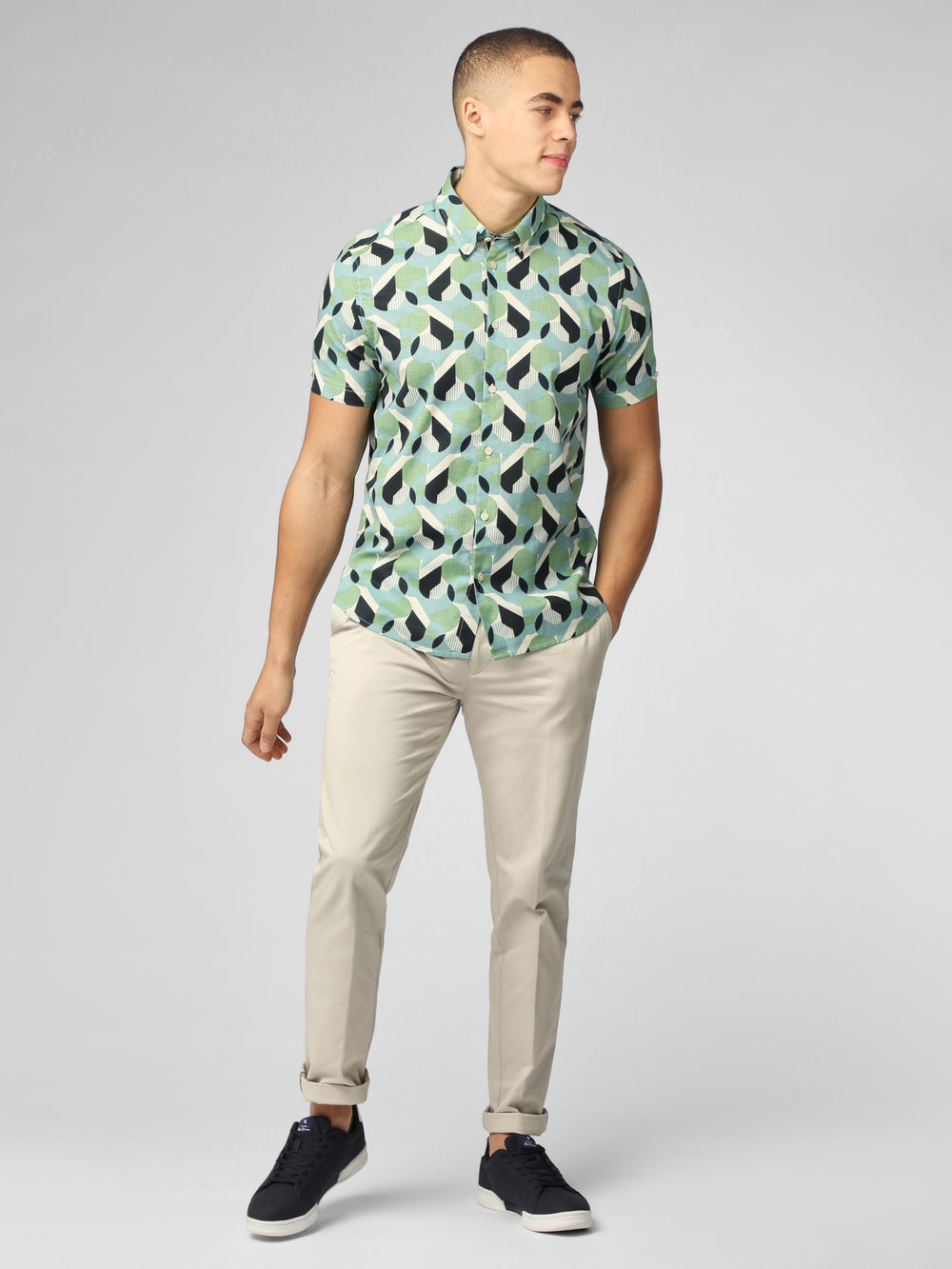 Green Ben Sherman Art Deco Shirts | 0512IHBWE