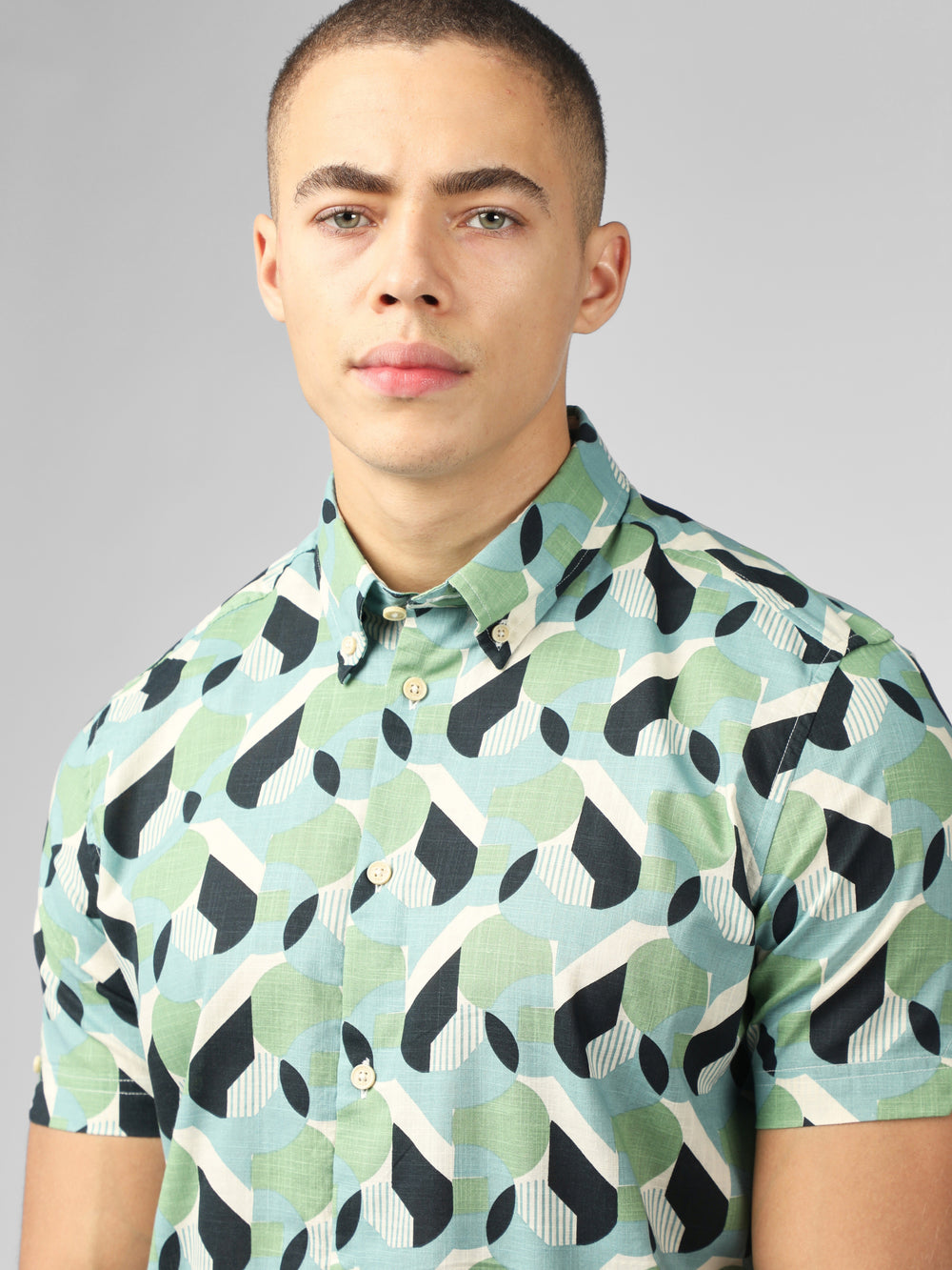 Green Ben Sherman Art Deco Shirts | 0512IHBWE