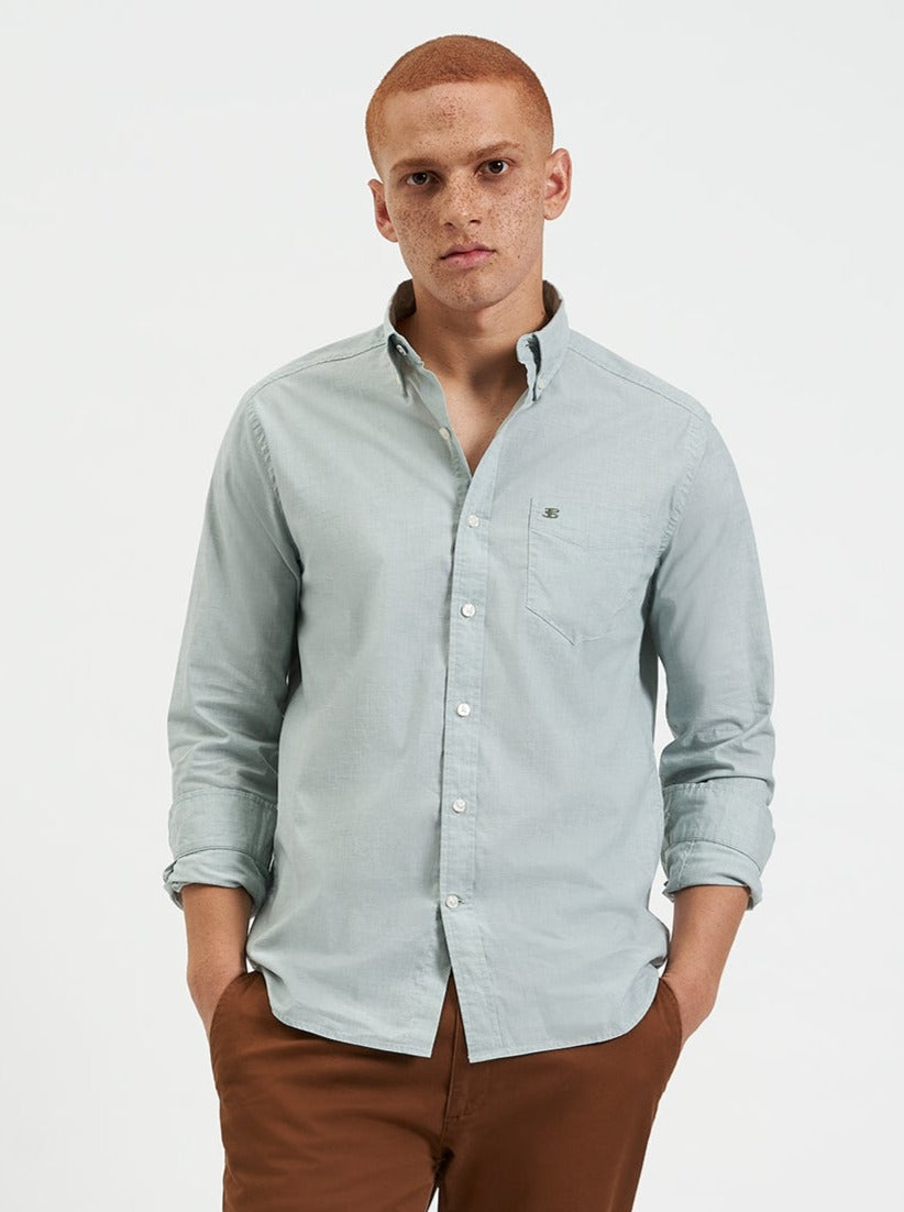 Green Ben Sherman Beatnik Wash Long-Sleeve Shirts | 9861XRTDF