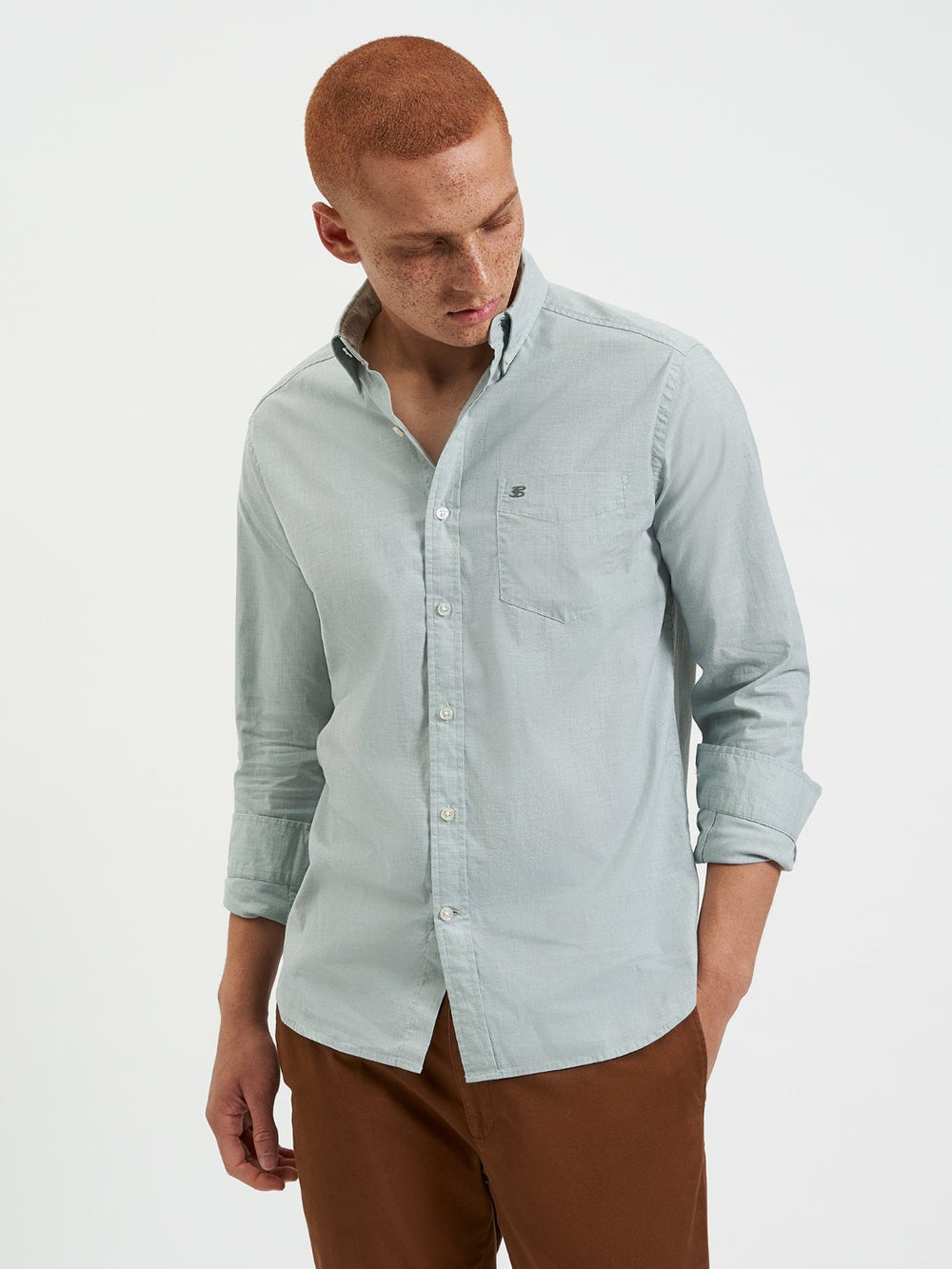 Green Ben Sherman Beatnik Wash Long-Sleeve Shirts | 9861XRTDF