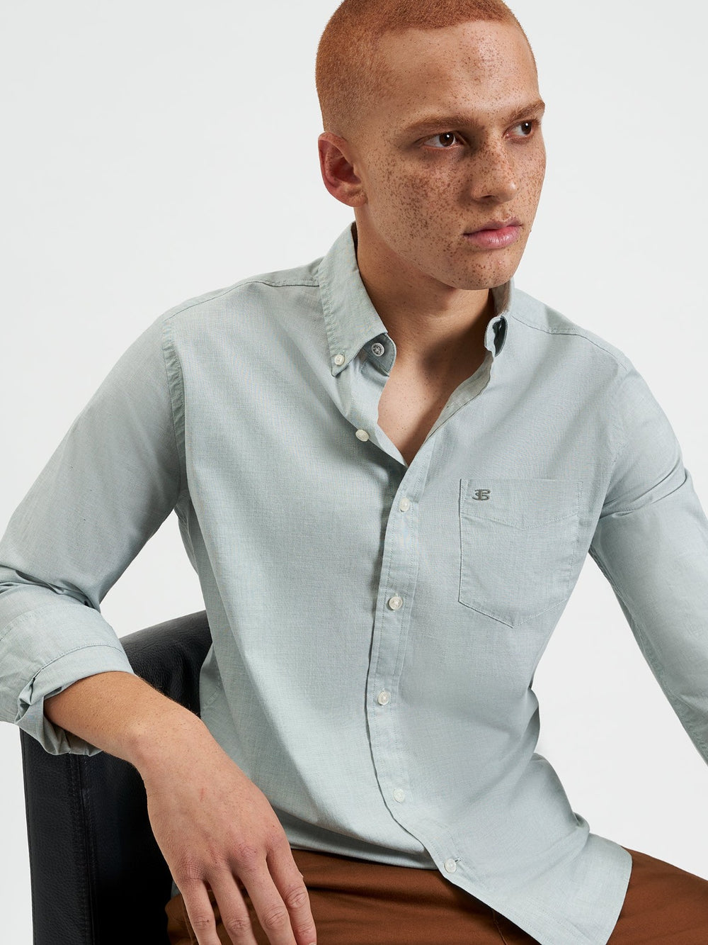 Green Ben Sherman Beatnik Wash Long-Sleeve Shirts | 9861XRTDF