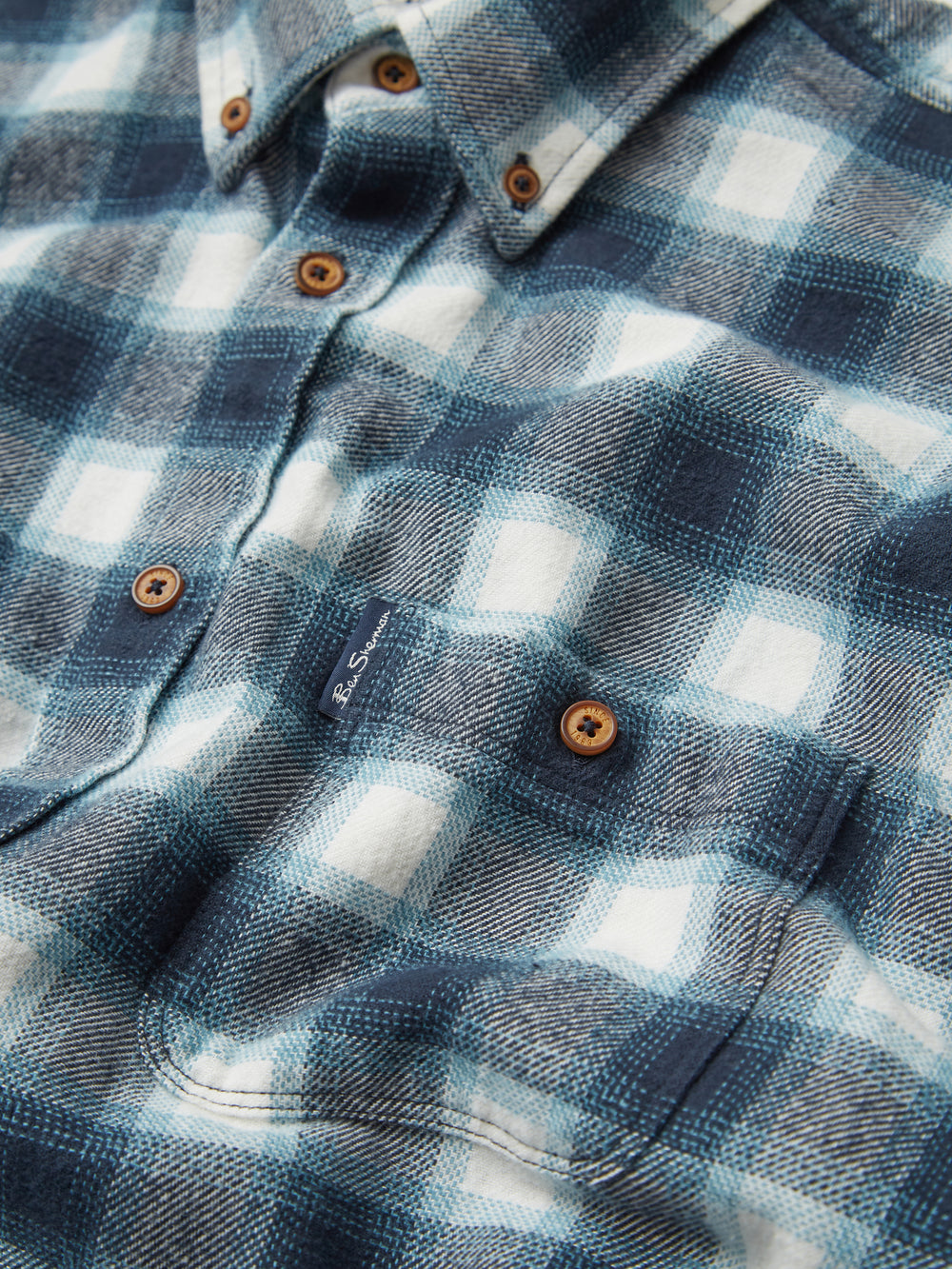 Green Ben Sherman Brushed Ombre Check Flannel Shirts | 1928MLFRQ