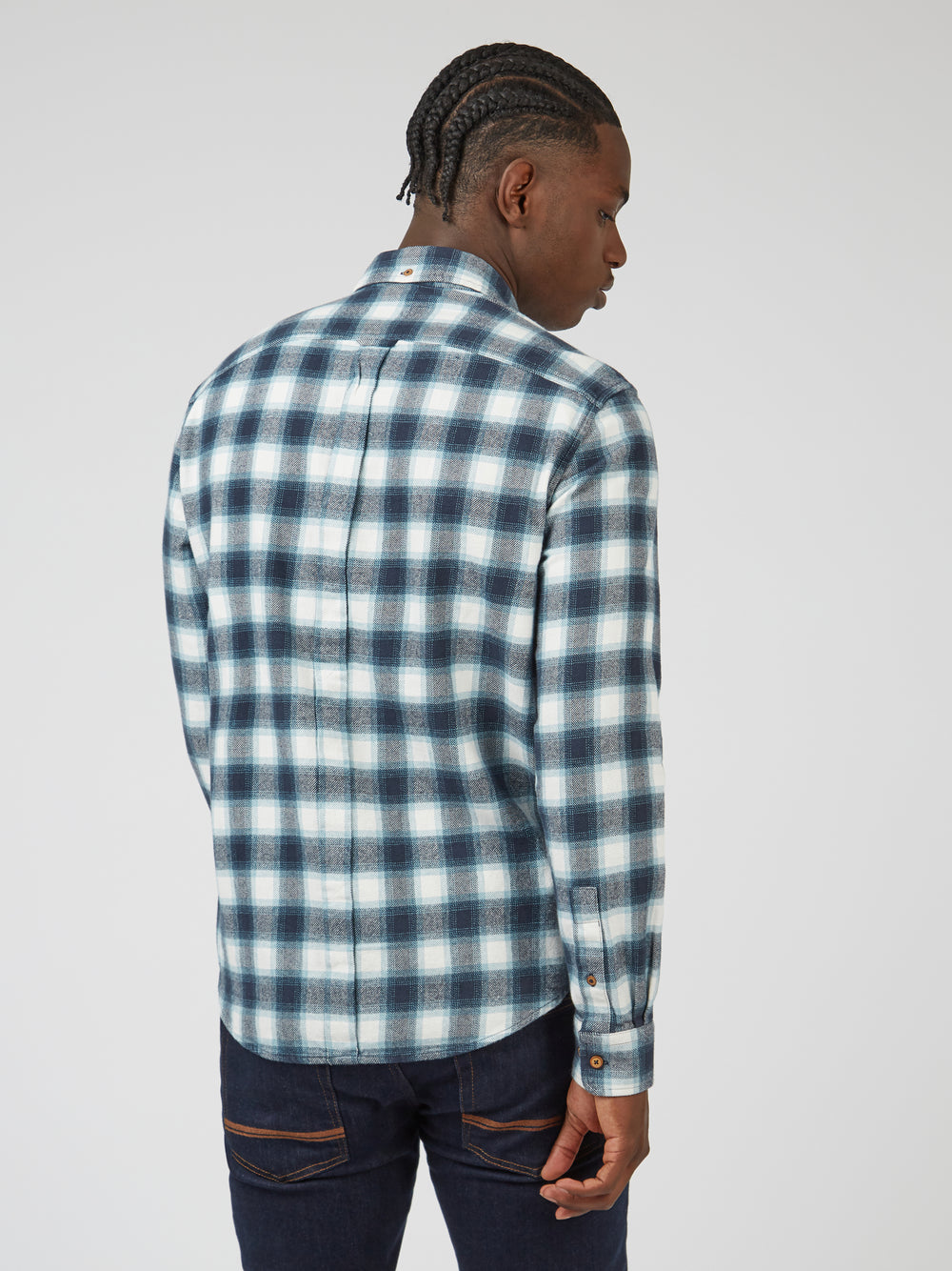 Green Ben Sherman Brushed Ombre Check Flannel Shirts | 1928MLFRQ