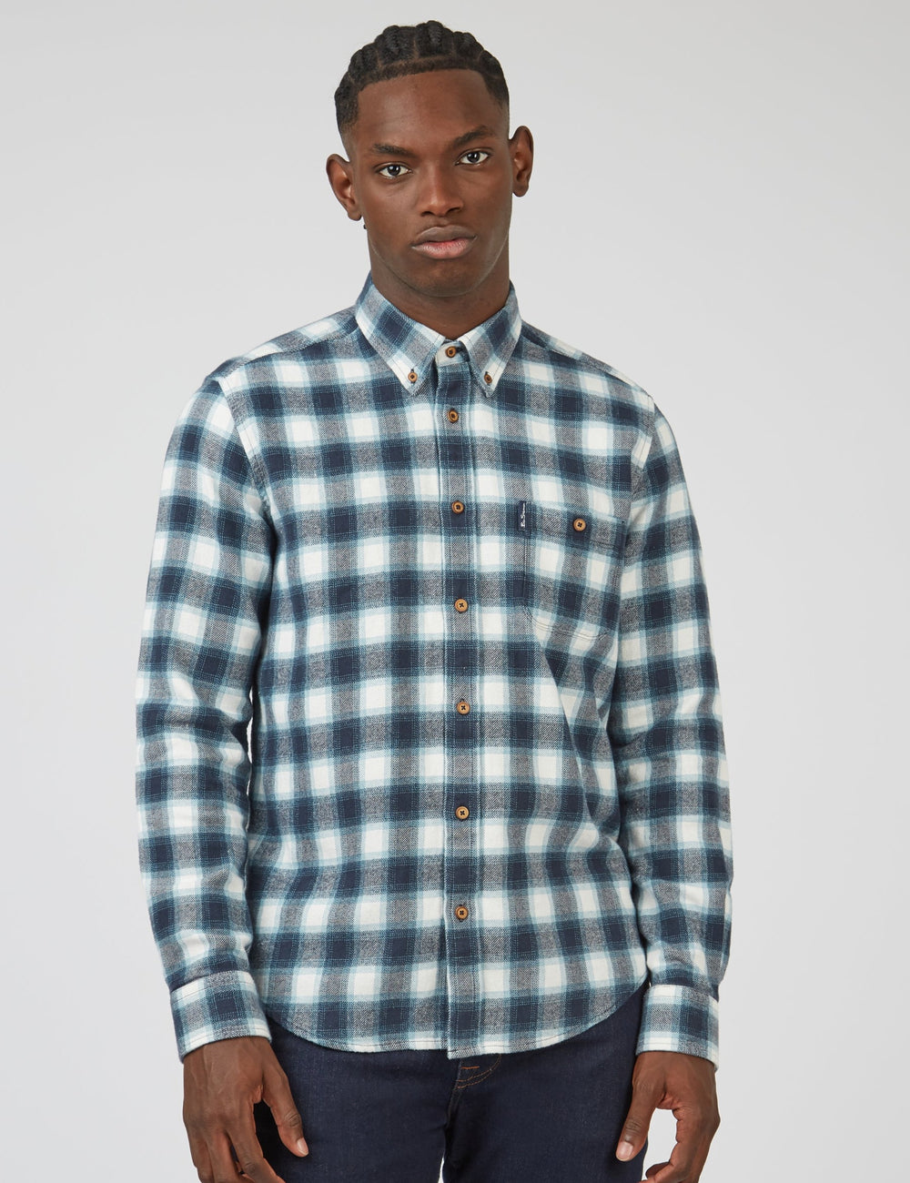 Green Ben Sherman Brushed Ombre Check Flannel Shirts | 1928MLFRQ