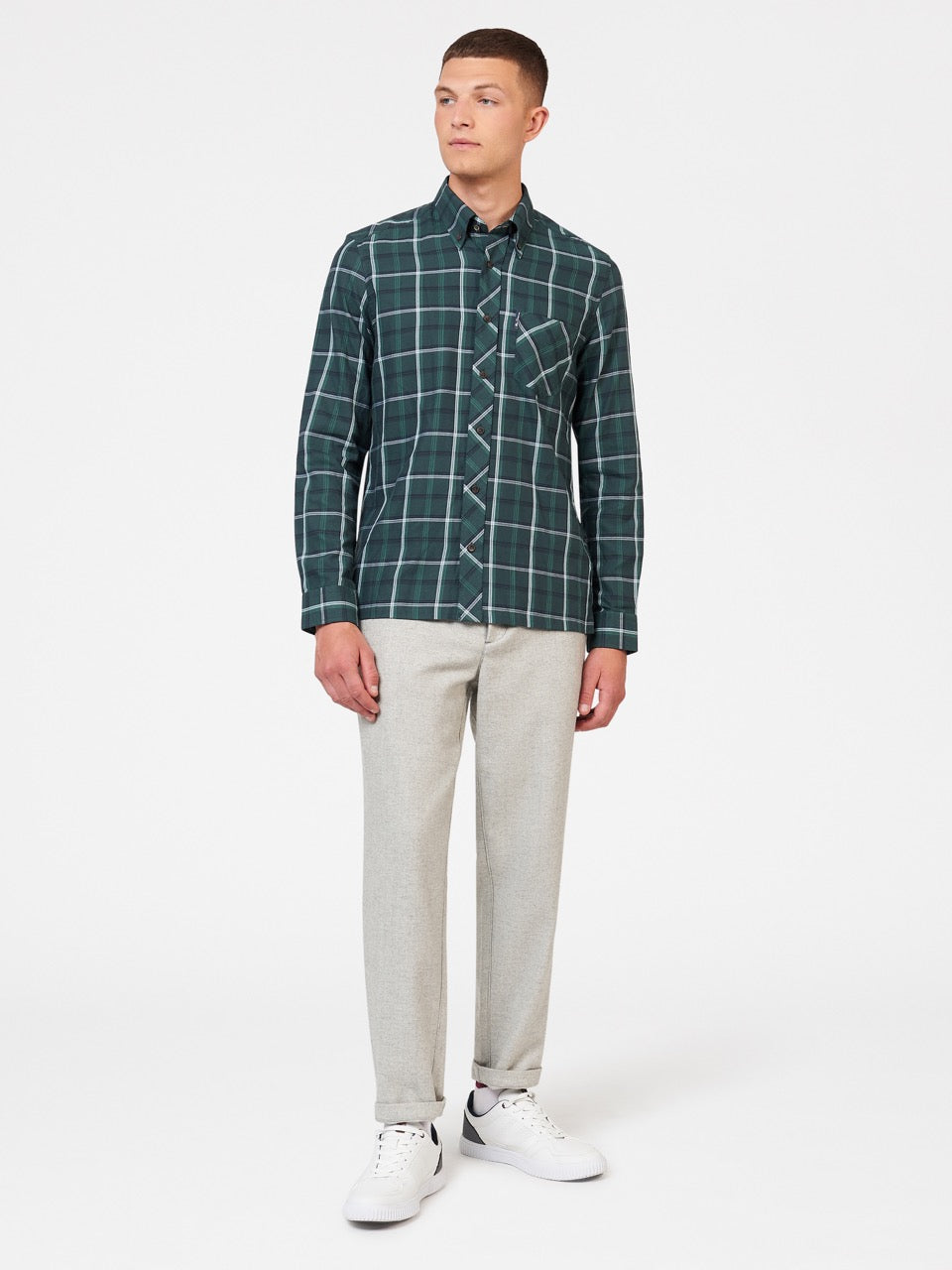 Green Ben Sherman Grid Check Shirts | 4819SWDFP