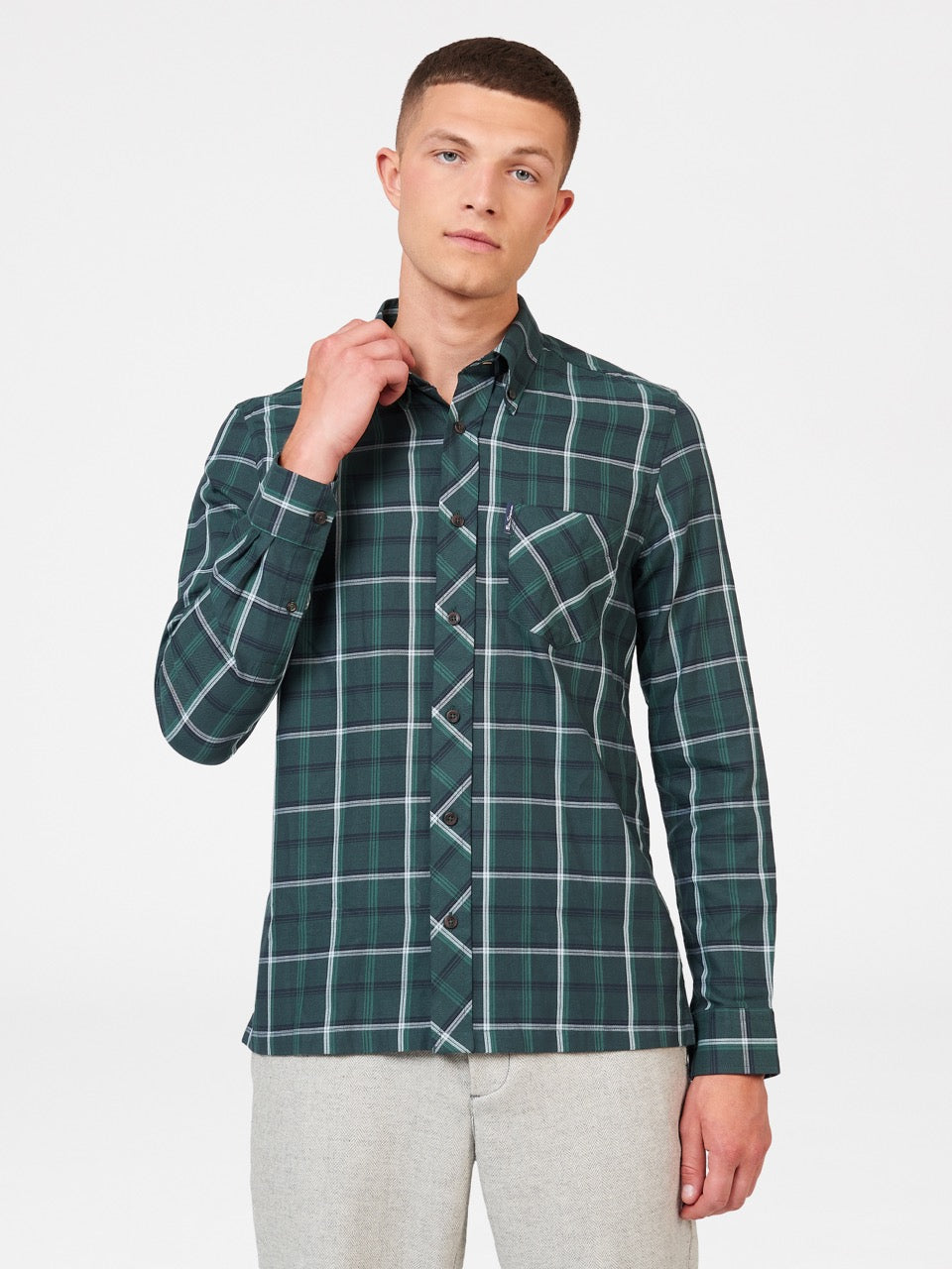 Green Ben Sherman Grid Check Shirts | 4819SWDFP