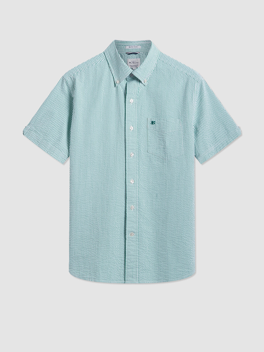 Green Ben Sherman Seersucker Bengal Stripe Shirts | 6185OQTDG