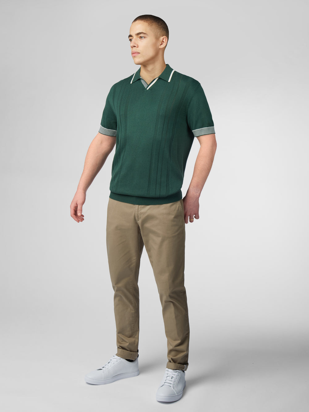 Green Ben Sherman Signature Open Neck Polo Knitwear | 7518DECIU