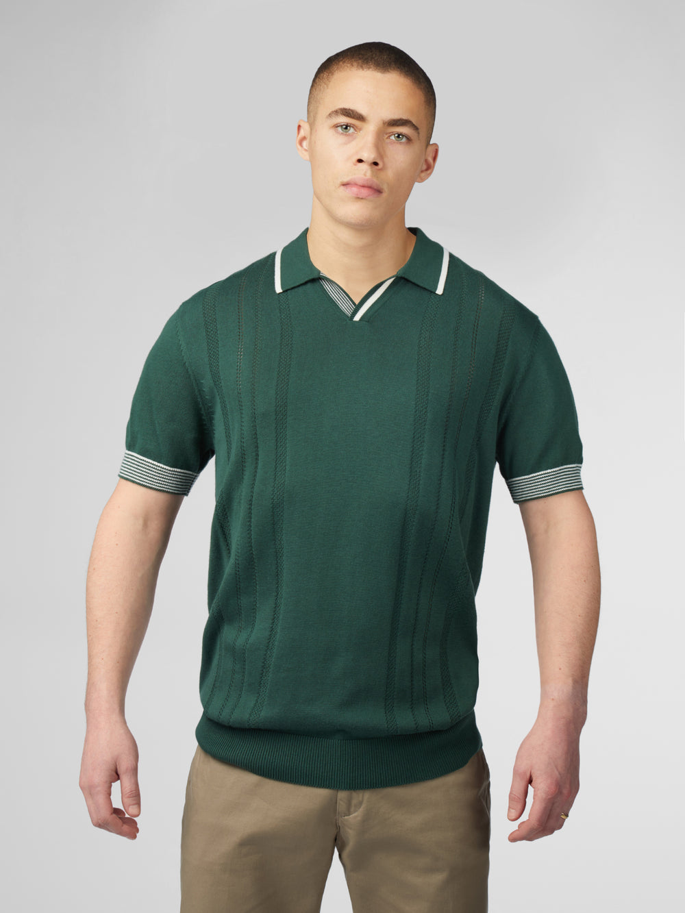 Green Ben Sherman Signature Open Neck Polo Knitwear | 7518DECIU