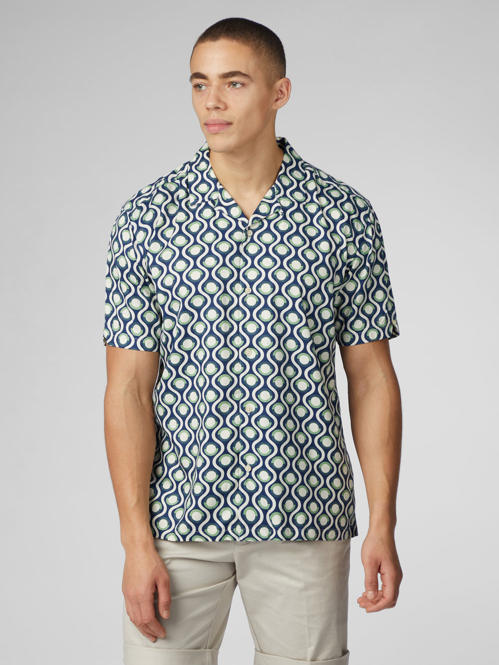 Green Ben Sherman Signature Retro Geo Shirts | 1593PNBHC